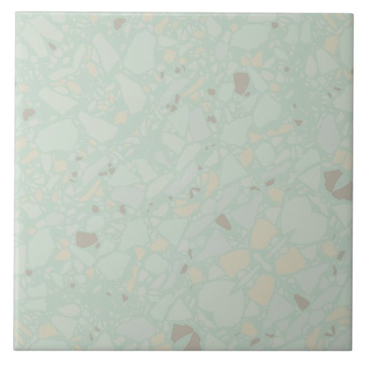Pastel licht groen modern eenvoudig terrazzo effec tegeltje (Voorkant)