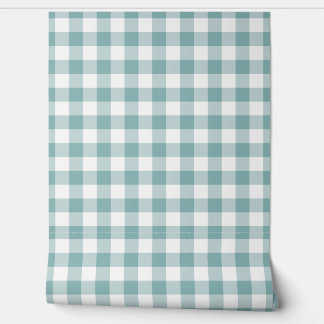Pastel Licht Teal Gingham Check Buffalo Plaid Behang