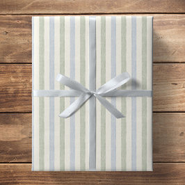 Pastel Lichtblauw Saliegroen Beige Streep Boho Cadeaupapier