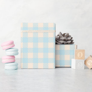 Pastel lichtblauwe babyblauwe gingham geruit gerui cadeaupapier