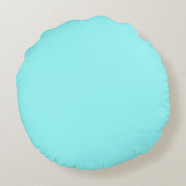 pastel lichtblauwe groene effen kleur rond kussen (Achterkant)