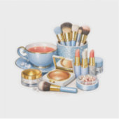 Pastel lichtblauwe make-up vanity en Hydrangea Sti Sticker (Voorkant)