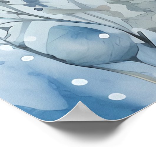 Pastel Lichtblauwe Sneeuwman Poster (Hoek)