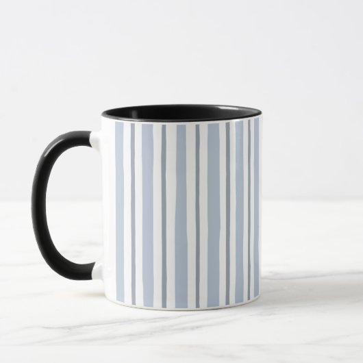 pastel lichtblauwe strepen stijl mok (Links)