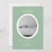 Pastel Lichtgroene Baby Geboorteaankondiging Kaart (Voorkant)