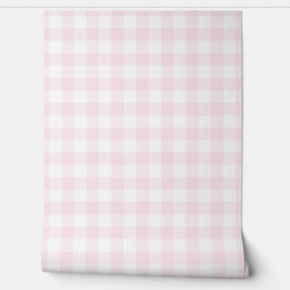 Pastel lichtroze geruite groene Buffalo plaid Behang