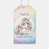 Pastel Lief Regenboog Eenhoorn Hartelijk Dank Cadeaulabel (Voorkant)