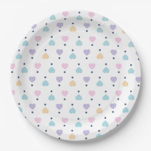 Pastel Liefde Hart Patroon Papieren Bordje