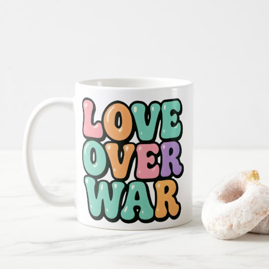 Pastel "Liefde Over Oorlog" Retro Peace Mok (Met donut)