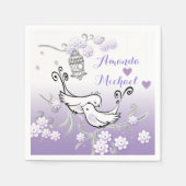 Pastel liefde vogels bruiloft aangepaste serviette servet (Voorkant)