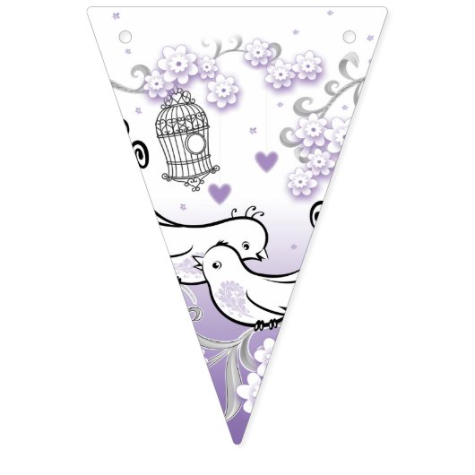 Pastel liefde vogels bruiloft driehoek bundeling v vlaggetjes (Eerste vlag)
