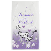 Pastel liefde vogels bruiloft glossy cadeau tas klein cadeauzakje (Achterkant)