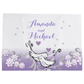 Pastel liefde vogels bruiloft grote glanzende cade large cadeautasje (Achterkant)