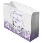 Pastel liefde vogels bruiloft grote glanzende cade large cadeautasje (Achterkant Gekanteld)