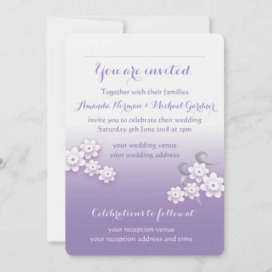 Pastel liefde vogels gepersonaliseerde bruiloft ui kaart (Achterkant)