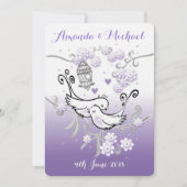 Pastel liefde vogels gepersonaliseerde bruiloft ui kaart (Voorkant)