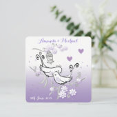 Pastel liefde vogels gepersonaliseerde bruiloft ui kaart (Staand voorkant)