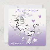 Pastel liefde vogels gepersonaliseerde bruiloft ui kaart (Voorkant)