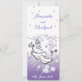 Pastel liefde vogels gepersonaliseerde bruiloft ui kaart (Voorkant)