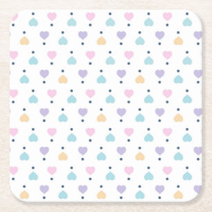 Pastel Liefdeshartpatroon Kartonnen Onderzetters