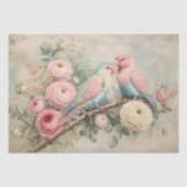 Pastel Liefdesvogels & Ranunculus Decoupage Papier (Voorkant)