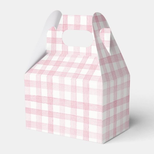 Pastel Light Baby Pink Gingham Check Plaid Bedankdoosjes (Achterkant)