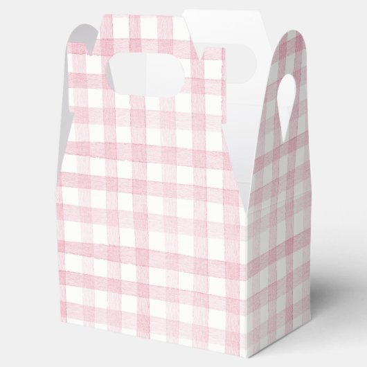 Pastel Light Baby Pink Gingham Check Plaid Bedankdoosjes (Geopend)