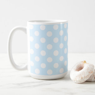 Pastel Light Blue en Big White Polka Dots Koffiemok