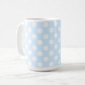 Pastel Light Blue en Big White Polka Dots Koffiemok (Voorkant links)