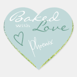Pastel Light Blue Glitter met liefdeshart Hart Sticker