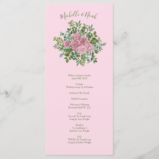 Pastel  Light Floral Rozen Menu (Voorkant)