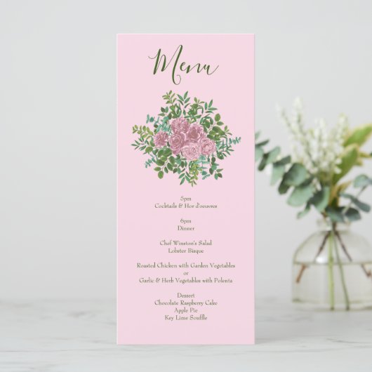 Pastel  Light Floral Rozen Menu (Staand voorkant)