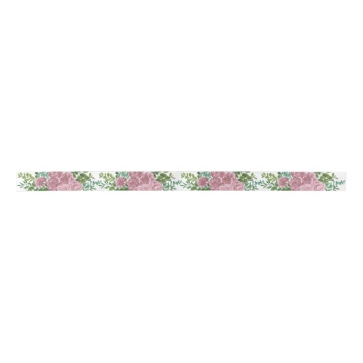 Pastel  Light Floral Rozen Satijnen Lint (Voorkant)