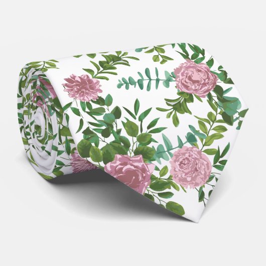 Pastel  Light Floral Rozen Stropdas (Opgerold)