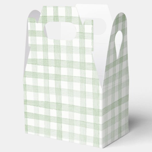 Pastel Light Green Gingham Plaids Bedankdoosjes (Geopend)