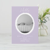 Pastel Light Lavendel Baby Geboorteaankondiging Ka Kaart (Staand voorkant)