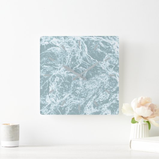 Pastel Light Turquoise Abstract Vierkante Klok (Huis)