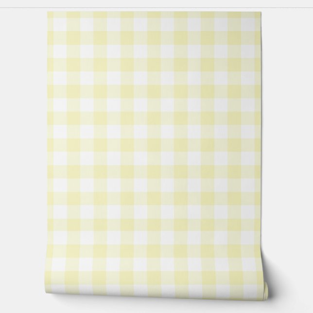 Pastel Light Yellow Check Buffalo Plaid Behang (Afrollen)