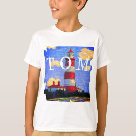 Pastel Lighthouse en naam T-shirt