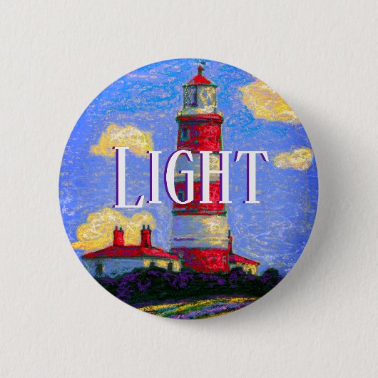 Pastel Lighthouse, Lavender Fields & jouw tekst Ronde Button 5,7 Cm (Voorkant)
