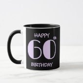 Pastel Lila 60e Verjaardag Naam Zwart Mok (Links)