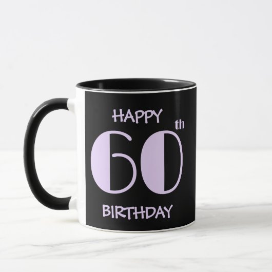 Pastel Lila 60e Verjaardag Naam Zwart Mok (Links)