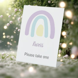 Pastel lila babyshower favoringangen reclamebord met voetstuk