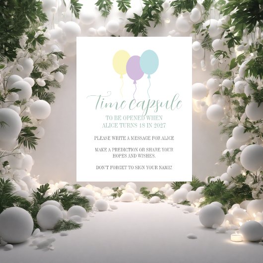 Pastel lila ballonnen 1e verjaardag Capsule Poster