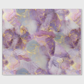 Pastel Lila, blauw en goudglitter-marmer Cadeaupapier (Vlak)
