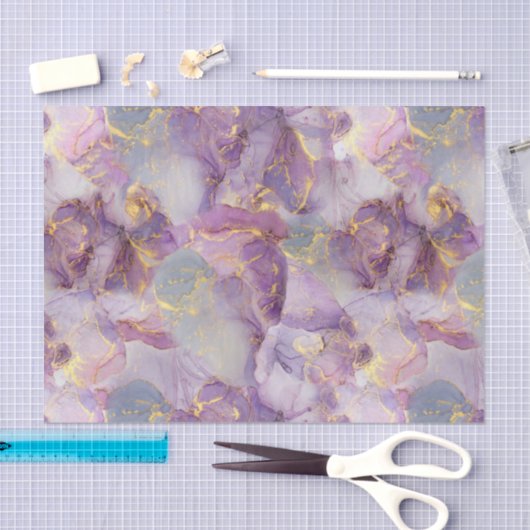 Pastel Lila, blauw en goudglitter-marmer Tissuepapier (Craft)
