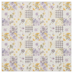 Pastel Lila Geel Patchwork Vintage Cottagecore Stof