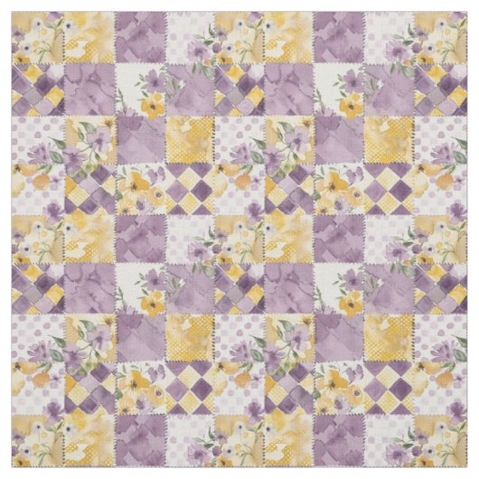 Pastel Lila Geel Patchwork Vintage Dekbed Stof (Swatch)