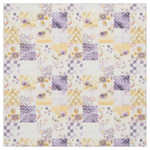 Pastel Lila Geel Patchwork Vintage Dekbed Stof