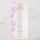  pastel lila huwelijksprogramma florale kerk programmakaart (Achterkant)